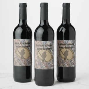 Bird Nerd Birding Club Group Silhouette Birder Wine Label
