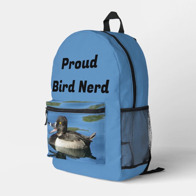 Bird Nerd Black White Duck Animal Birdwatcher Printed Backpack (Back Corner Right)