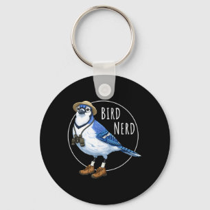 Bird Nerd Blue Jay Funny Bird Watching Birding Key Ring