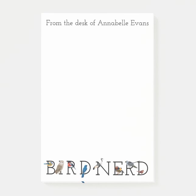 Bird Nerd Collection Five Personalize Post-it Notes (Front)