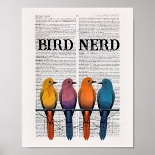 Bird Nerd dictionary page art Poster