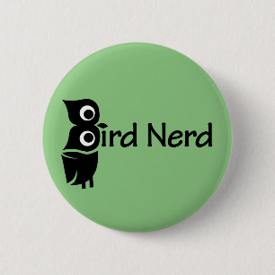 Bird Nerd Owl Green 6 Cm Round Badge