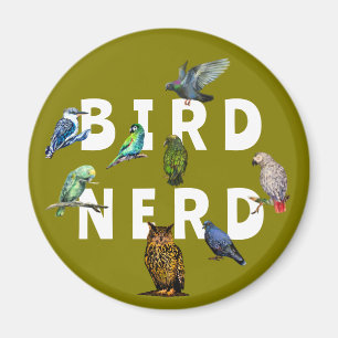 BIRD NERD, parrots, owl, pigeons, kookaburra Magnet