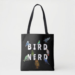 BIRD NERD, parrots, owl, pigeons, kookaburra Tote Bag