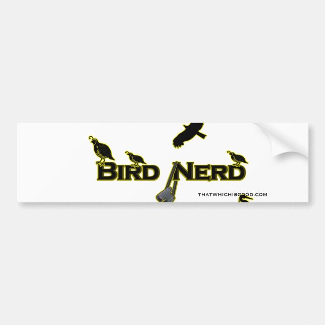 Bird Nerd Silhouette Bumper Sticker (Front)