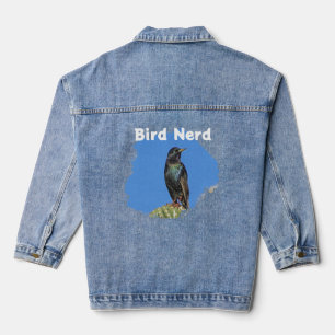 Bird Nerd Starling Birding Hobby Birdwatcher Denim Jacket