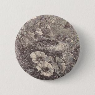 Bird Nest 6 Cm Round Badge
