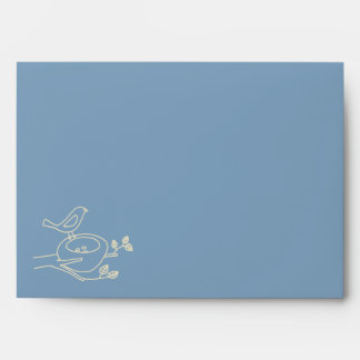 Bird Nest Blue Baby Shower Envelope