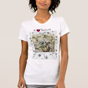BIRD NEST,BROWN WHITE SPRING FLOWERS,I LOVE NATURE T-Shirt