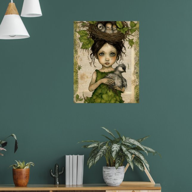 Bird Nest Doll Collage Poster (Living Room 1)