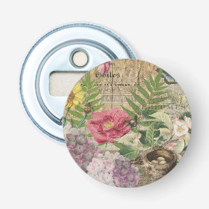 Bird Nest Floral Garden Flower Butterfly Art Bottle Opener