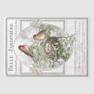 Bird Nest French Typography Garden Decoupage Tissue Paper