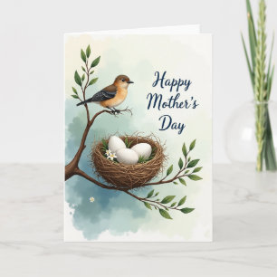 Bird Nest Mothers Day Message Card