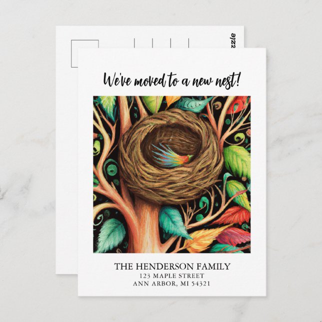 Bird Nest New Home Moving Announcement Postcard (Front/Back)