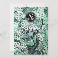 BIRD NEST,TREE,WHITE BLUE SPRING FLOWERS MONOGRAM