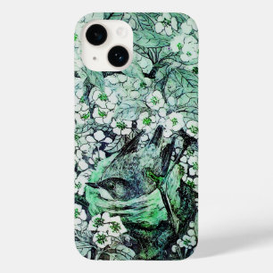 BIRD NEST,TREE WHITE GREEN SPRING FLOWERS Floral Case-Mate iPhone 14 Case