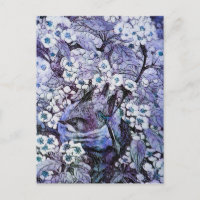 BIRD NEST ,TREE WITH WHITE BLUE SPRING FLOWERS