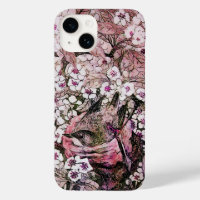 BIRD NEST ,TREE WITH WHITE PINK SPRING FLOWERS