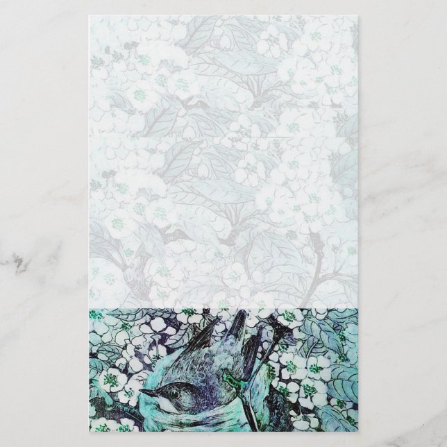 BIRD NEST ,white blue Stationery (Front)