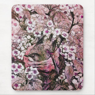BIRD NEST ,white red pink Mouse Pad