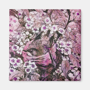 BIRD NEST ,white red pink violet Magnet