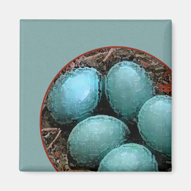 Bird Nest With Blue Robin Eggs Magnet (Front)