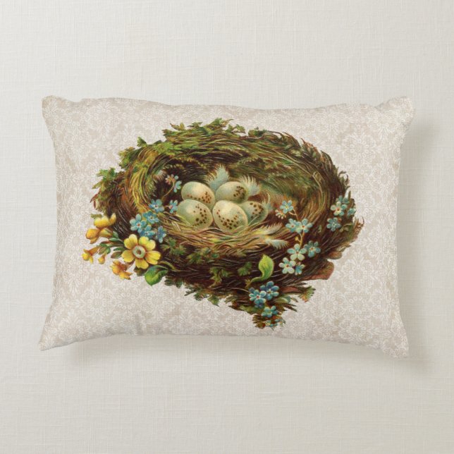 BIRD NEST WITH EGGS PILLOW VINTAGE (Back)