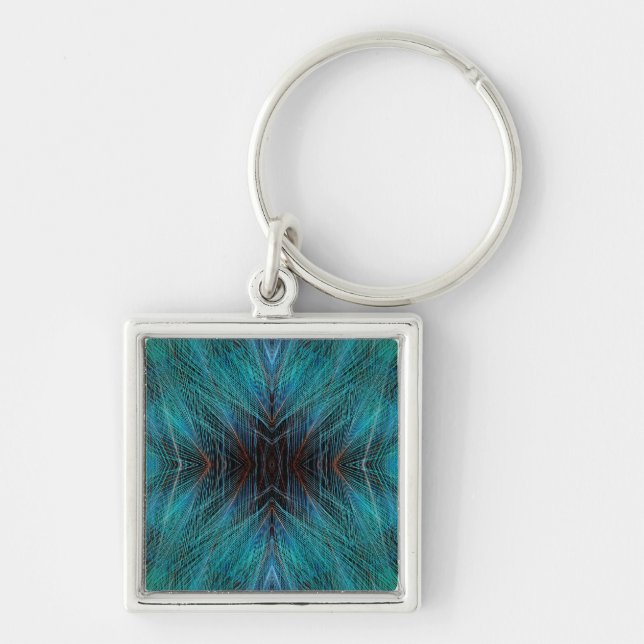 Bird Of Paradies Fractal Feather Design Key Ring (Front)