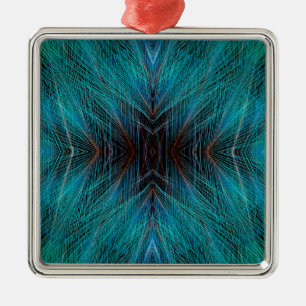 Bird Of Paradies Fractal Feather Design Metal Ornament