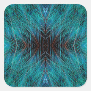 Bird Of Paradies Fractal Feather Design Square Sticker