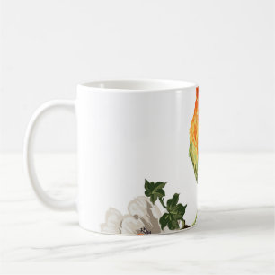 Bird of Paradise and exotic flowers on a white bac Coffee Mug