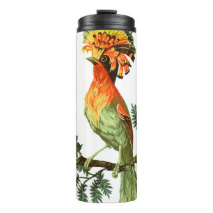 Bird of Paradise and exotic flowers on a white bac Thermal Tumbler