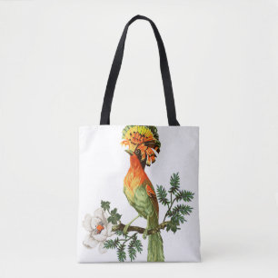 Bird of Paradise and exotic flowers on a white bac Tote Bag