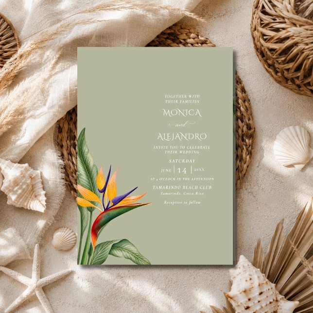 Bird of Paradise Beach Wedding  Invitation (Bird of Paradise Beach Wedding Invitation)