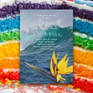 Bird of Paradise Big Wave Birthday Party Invitation