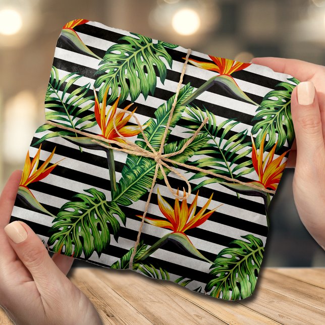 Bird of Paradise Black White Stripes Tissue Paper (Creator Uploaded)