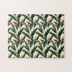 Bird of Paradise Botanical Pattern Jigsaw Puzzle