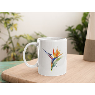 Bird of paradise exotic flower bright watercolor coffee mug