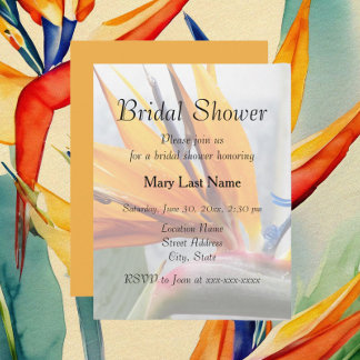 Bird of Paradise Floral Bridal Shower Invitation