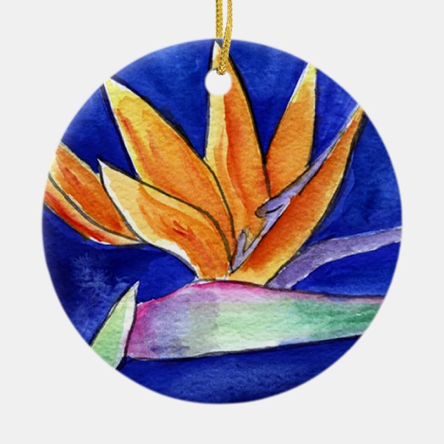 Bird of Paradise Flower Artwork Ornament Pendant (Front)
