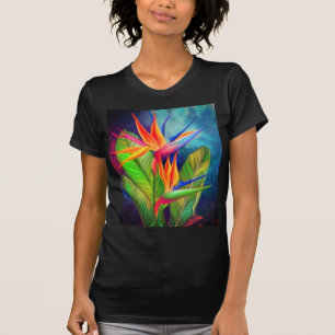 Bird of Paradise Flower - Migned Art Painting T-Shirt
