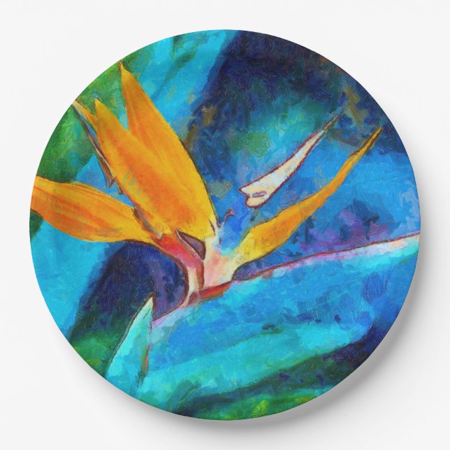 bird of paradise flower paper plate (Front)