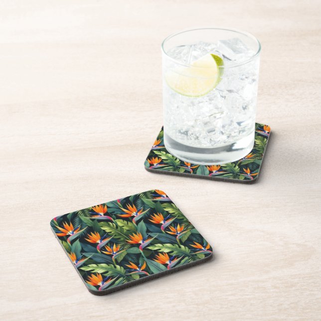 Bird of Paradise Flower Pattern Coasters (Right Side)