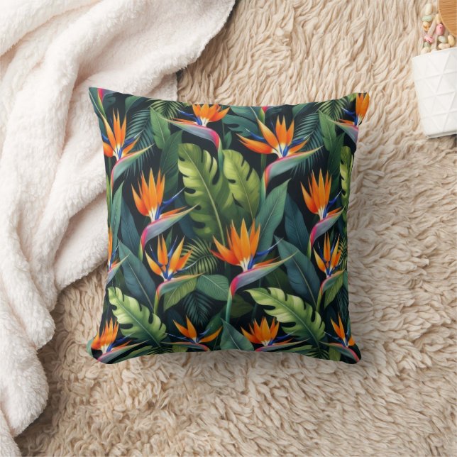 Bird of Paradise Flower Pattern Cushion (Blanket)