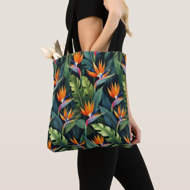 Bird of Paradise Flower Pattern Tote Bag (Close Up)