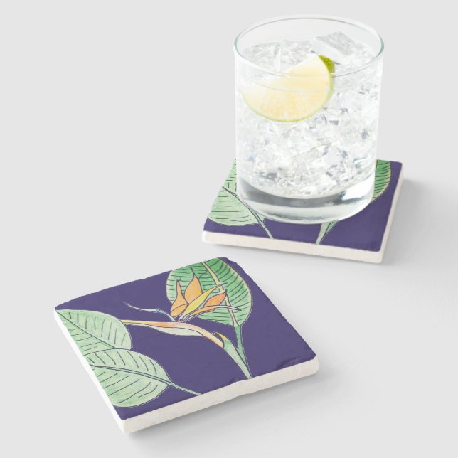 Bird of Paradise Flower  Stone Coaster (Side)