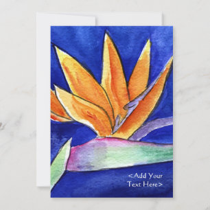 Bird of Paradise Flower Watercolor Art Invitation