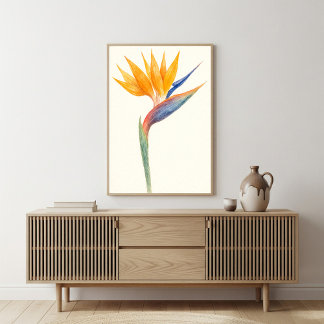 Bird of Paradise Flower Watercolor Art Poster