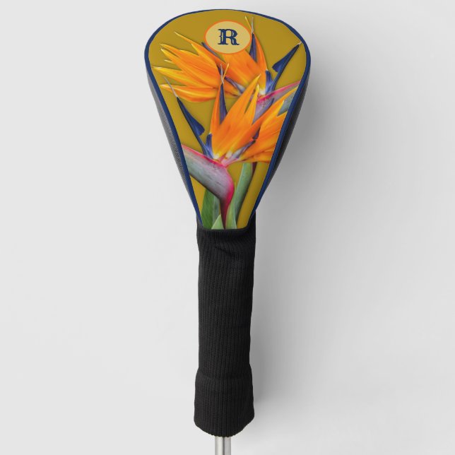 Bird of Paradise Flowers Initial Personalised Golf Head Cover (Front)