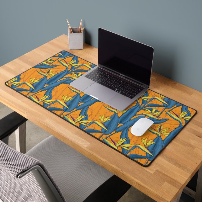 Bird of paradise flowers on orange desk mat (Office 2)